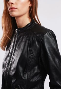 Lee Cooper Brianne - Veste En Cuir - Black -Lee Cooper Soldes 625025e404fe4517b7df979cfe3c3053