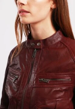 Lee Cooper Bethanie - Veste En Cuir - Oxblood -Lee Cooper Soldes 81df1075c5a9479bac7ef34873b8bd48
